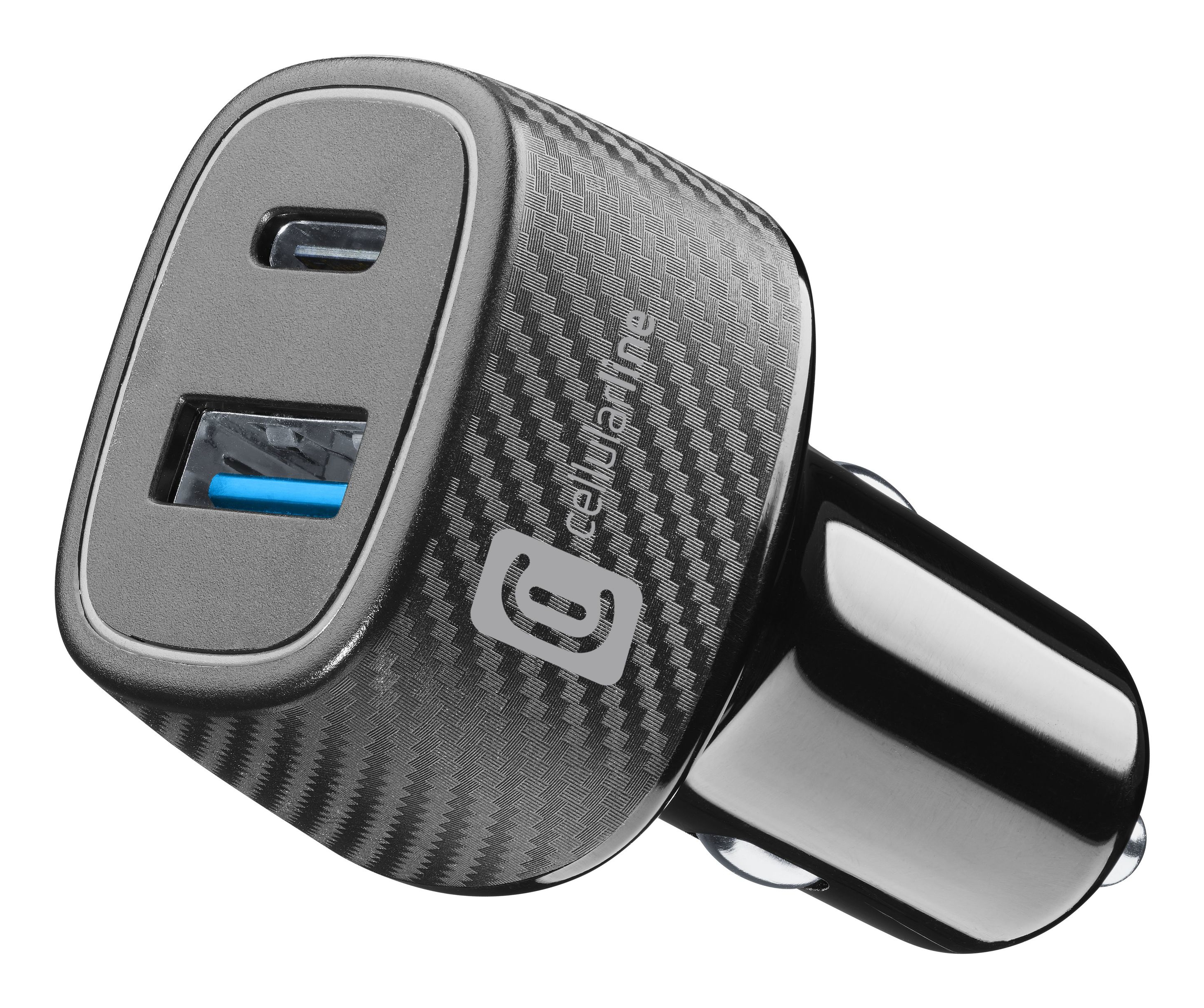 Cellularline Car Multipower Ultra - iPhone, Samsung, Xiaomi, Oppo and other Smartphones and Tablets Caricabatterie da auto veloce con porta USB e porta USB-C