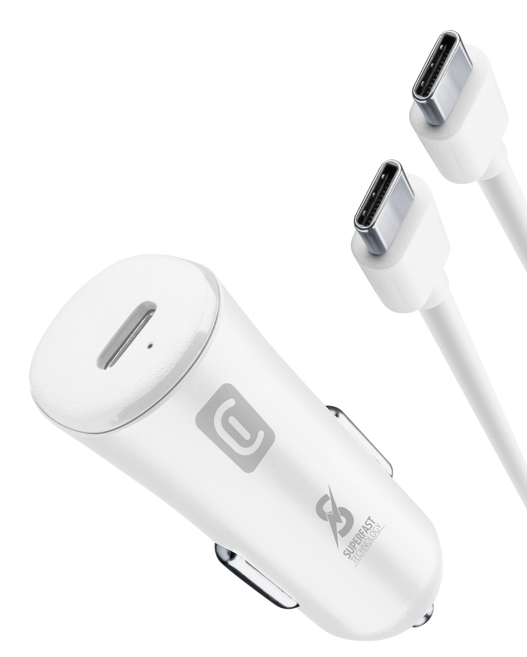 Cellularline Super Fast Car Power Kit 25W - USB-C to USB-C - Samsung Caricabatterie da auto USB-C Super Fast Charge 25W con cavo USB-C to USB-C