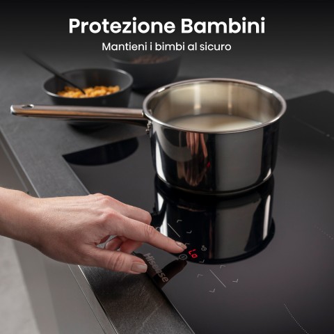 Hisense HI8421BSC piano cottura Nero Da incasso 80 cm Piano cottura a induzione 4 Fornello(i)
