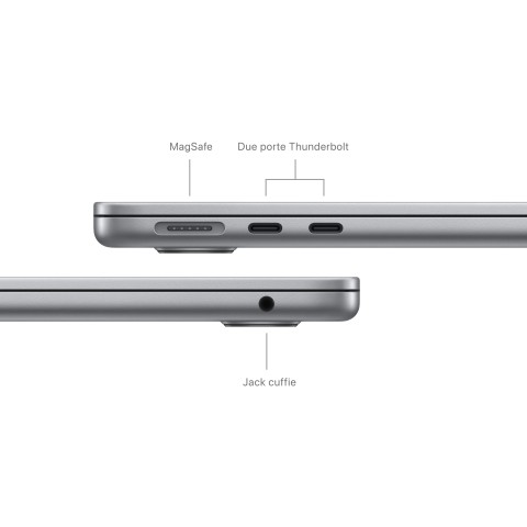 Apple MacBook Air 13": Chip M3 con CPU 8-core e GPU 8‑core, 256GB SSD - Grigio siderale