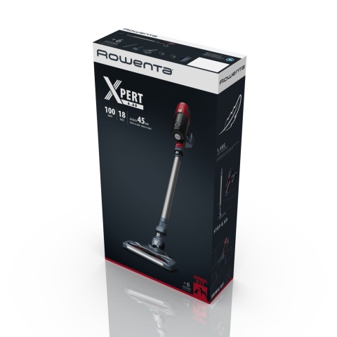 Rowenta RH6877WO scopa elettrica Aspirapolvere a bastone 2 in 1 Batteria Secco Senza sacchetto 0,55 L Rosso, Grigio
