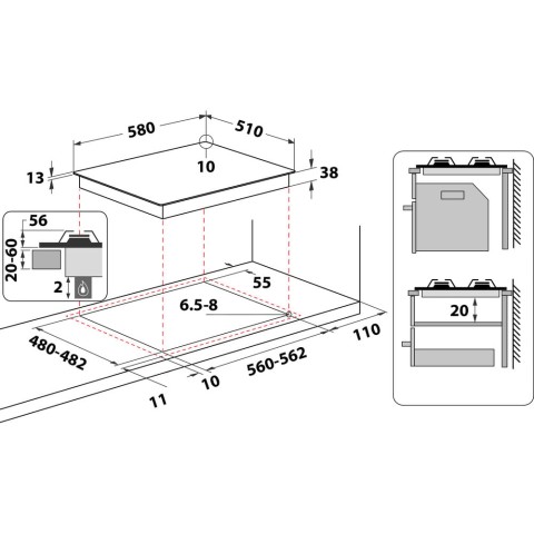 Whirlpool Piano cottura a gas - TGML 661 IX R