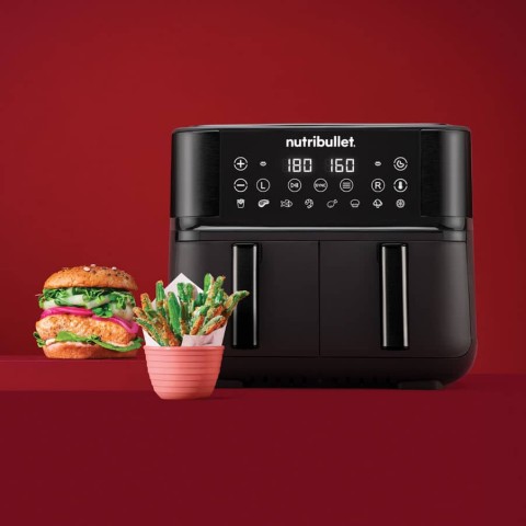 NutriBullet Air Fryer Double Bac Doppia 8 L Indipendente 2850 W Friggitrice ad aria calda Nero