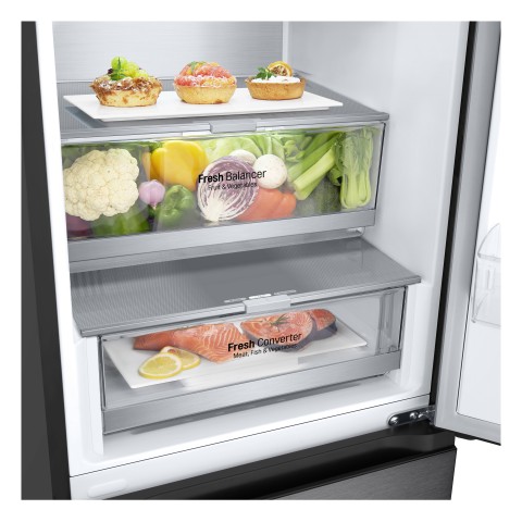 LG GBV7280DEV Frigorifero combinato, Classe D, 387L, Fresh Converter, Porte piatte, Nero