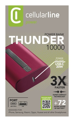 Cellularline Power Bank THUNDER 10000 Caricabatterie portatile extra compatto