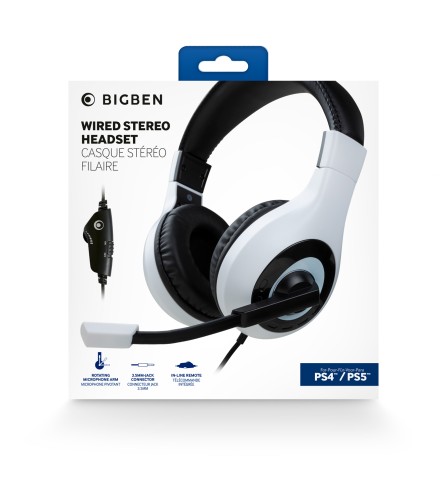 Bigben Interactive Wired Stereo Gaming Headset V1 Cuffie Cablato A Padiglione Nero, Bianco