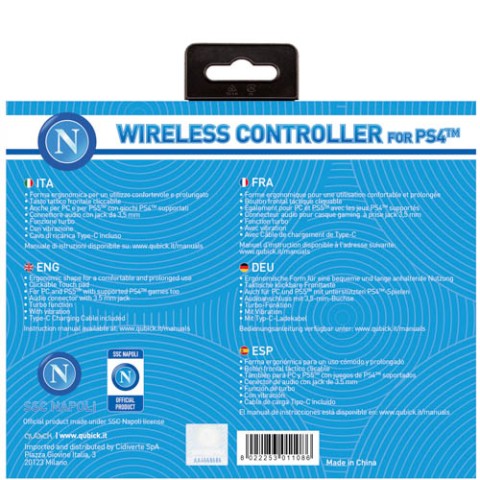 Qubick ACP40159 periferica di gioco Nero, Blu Bluetooth/USB Gamepad Analogico/Digitale PC, PlayStation 4, PlayStation 5