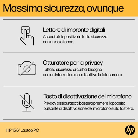HP 15-fc0061nl AMD Ryzen™ 5 7520U Computer portatile 39,6 cm (15.6") Full HD 16 GB LPDDR5-SDRAM 512 GB SSD Wi-Fi 6 (802.11ax) Windows 11 Home Argento