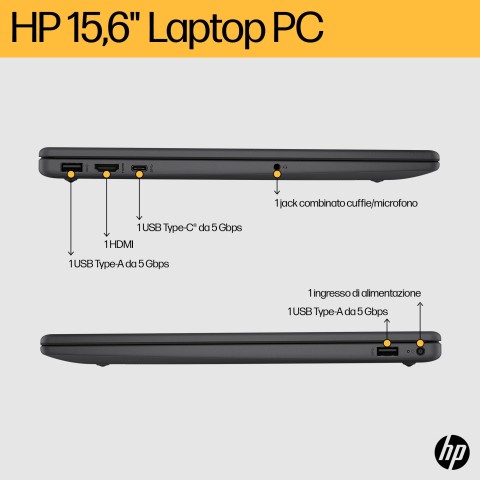 HP 15-fc0047nl AMD Ryzen™ 7 7730U Computer portatile 39,6 cm (15.6") Full HD 16 GB DDR4-SDRAM 512 GB SSD Wi-Fi 6 (802.11ax) Windows 11 Home Argento