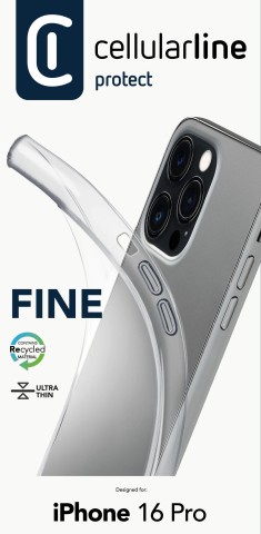 Cellularline Fine - iPhone 16 Pro Cover in gomma morbida ultra sottile e trasparente