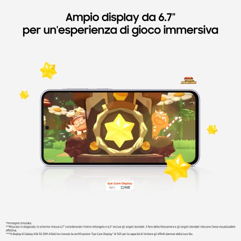 Samsung Galaxy A36 5G, Smartphone con Funzioni intelligenti, Display Super AMOLED 6.7”, 8GB RAM, 256GB, Camera 50MP, Batteria 5.000 mAh, IP67, Awesome Black