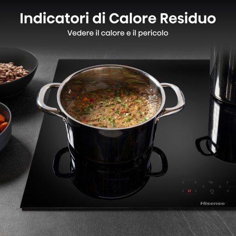 Hisense HI8421BSC piano cottura Nero Da incasso 80 cm Piano cottura a induzione 4 Fornello(i)