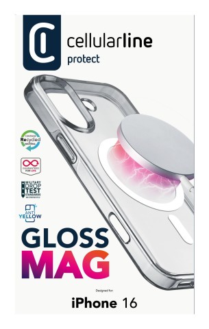 Cellularline Gloss Mag - iPhone 16 Custodia compatibile con ecosistema Magsafe
