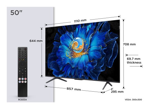 TCL C69KS Serie Smart TV QD-MiniLED 4K 50" 50C69KS, Dolby Vision & Atmos, Google TV