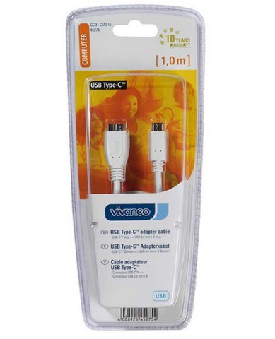 Vivanco USB type-C, 1m cavo USB USB 3.2 Gen 1 (3.1 Gen 1) USB C Micro-USB B Bianco