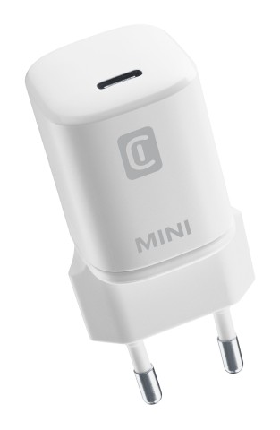 Cellularline mini USB-C CHARGER 20W - iPhone 8 or later Mini caricabatterie da rete USB-C 20W per la carica alla massima velocità di iPhone 8 e successivi