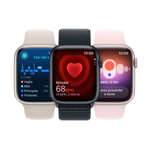 Apple Watch Series 9 GPS Cassa 41mm in Alluminio Mezzanotte con Cinturino Sport Loop Mezzanotte