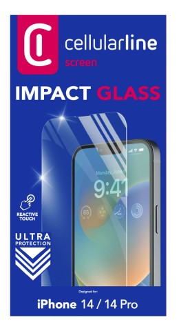 Cellularline Impact Glass - iPhone 14 / 14 Pro Vetro temperato sottile, resistente e super sensibile