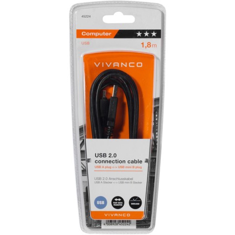 Vivanco CC U4 18 M cavo USB USB 2.0 1,8 m USB A Mini-USB B Nero