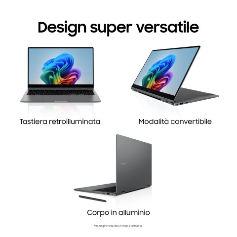 Samsung Galaxy Book5 360 Intel Core Ultra 5 226V Ibrido (2 in 1) 39,6 cm (15.6") Touch screen Full HD 16 GB LPDDR5x-SDRAM 512 GB SSD Wi-Fi 7 (802.11be) Windows 11 Home Grigio
