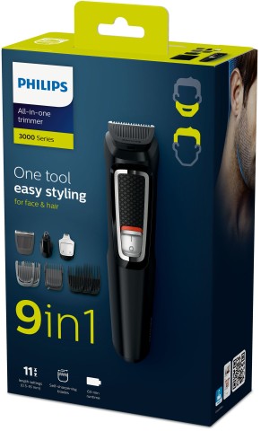 Philips MULTIGROOM Series 3000 rasoio rifinitore all-in-one 9 in 1 con 9 accessori per barba, capelli e naso MG3740/15