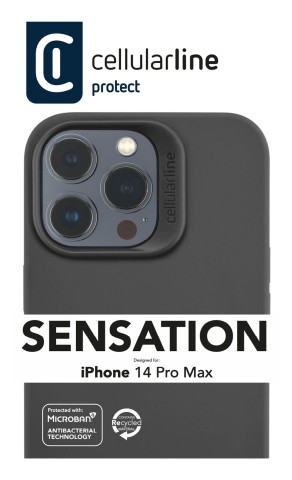 Cellularline Sensation - iPhone 14 Pro Max Custodia in silicone soft touch con tecnologia antibatterica Microban® integrata