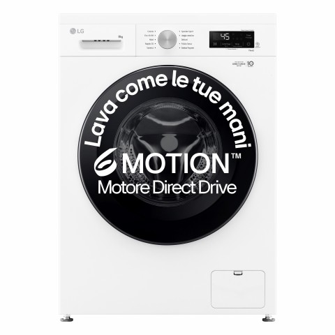 LG F4NX1008NWK Lavatrice smart 8kg, Classe A, 1400 giri, 6 Motion, Allergy Care, Bianca