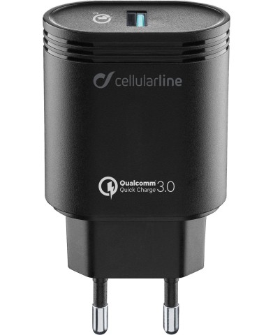 Cellularline USB Charger 18W - Huawei, Xiaomi, Wiko, Asus and other smartphone Caricabatterie da rete adattivo 18W