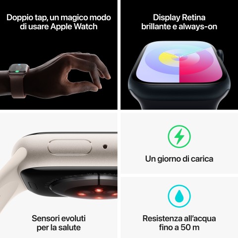 Apple Watch Series 9 GPS Cassa 41mm in Alluminio Mezzanotte con Cinturino Sport Loop Mezzanotte