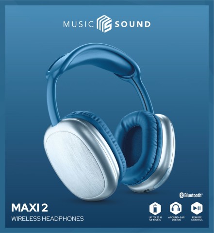 Music Sound Maxi2 Cuffie around-ear Maxi2 Bluetooth 5.0 : cuffie around-the-ear dal design moderno e colorato, che garantiscono un suono potente e bilanciato e un alto comfort d'utilizzo