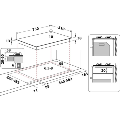 Whirlpool Piano cottura a gas - TGML 761 IX R