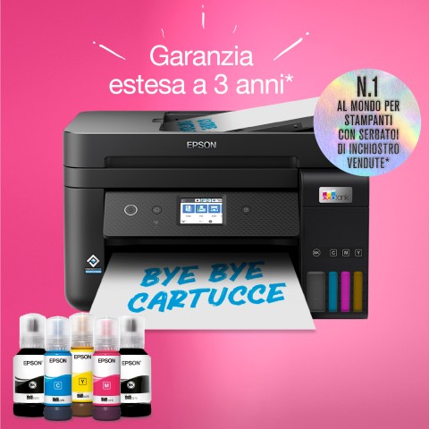 Epson EcoTank ET-4800 stampante multifunzione inkjet 4-in-1 A4, serbatoi ricaricabili alta capacità, 4 flaconi inclusi pari a 7500pag B/N 4500pag colore, Wi-FI Direct, USB