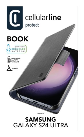 Cellularline Book - Galaxy S24 Ultra Custodia a libro con tasca portatessera e chiusura magnetica