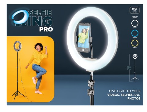 Tech Pop Selfie Ring Pro - Universale Anello led con treppiede da 1.60m per riprese video e selfie