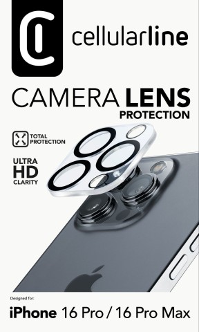 Cellularline Camera Lens - iPhone 16 Pro Max Protezione per la fotocamera