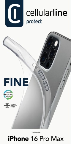 Cellularline Fine - iPhone 16 Pro Max Cover in gomma morbida ultra sottile e trasparente