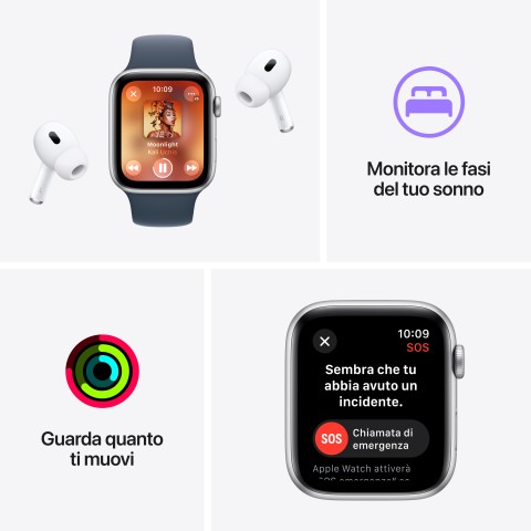 Apple Watch SE GPS Cassa 44mm in Alluminio Mezzanotte con Cinturino Sport Loop Mezzanotte