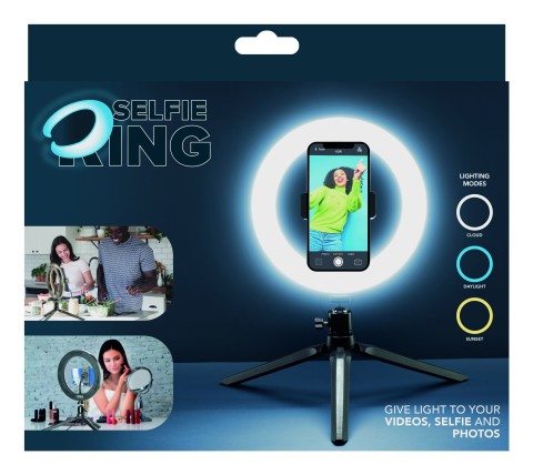 Tech Pop Selfie Ring - Universale Treppiede con anello led luminoso per riprese video e selfie