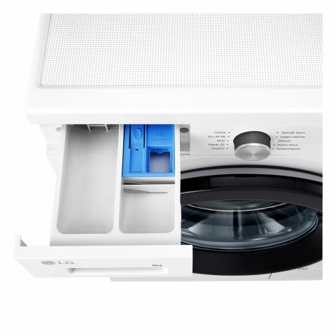 LG F4NX1008NWK Lavatrice smart 8kg, Classe A, 1400 giri, 6 Motion, Allergy Care, Bianca