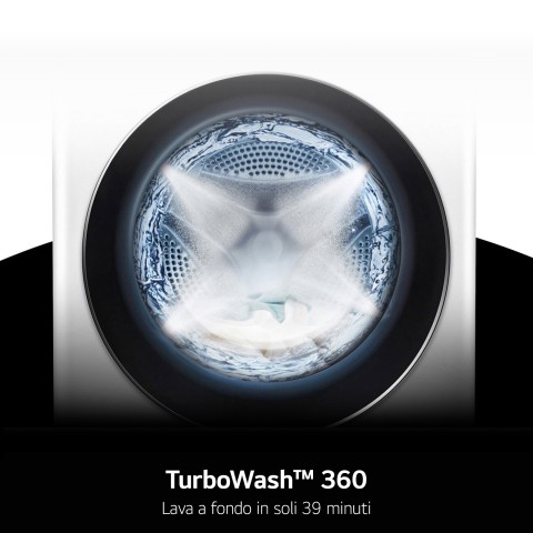 LG F4R9009TPWC Lavatrice 9kg AI DD, Classe A-40%, 1400 giri, TurboWash, Vapore