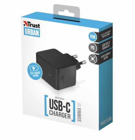 Trust Summa18 PD3.0 USB-C Smartphone Nero AC Ricarica rapida Interno