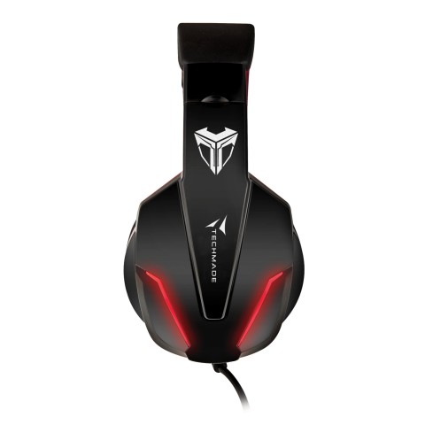 Techmade FL1 Auricolare Cablato A Padiglione Gaming Nero, Rosso