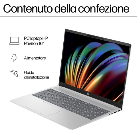 HP INC. Intel Core Ultra 7 155U Computer portatile 40,6 cm (16") 2K 16 GB 1 TB SSD Wi-Fi 6 (802.11ax) Windows 11 Home Argento
