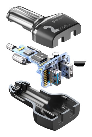 Cellularline Car Multipower 2 FAST - iPhone, Samsung, Xiaomi, Oppo and other Smartphones and Tablets Caricabatterie da auto veloce 2 porte, 36W