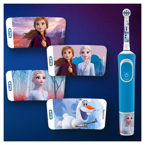 Oral-B Kids By Braun Spazzolino Elettrico Ricaricabile, 1 Manico Con Personaggi Disney Frozen 2, Dai 3 Anni In Su