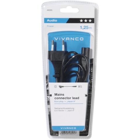 Vivanco 46/80 125B Nero 1,25 m Accoppiatore C7 CEE7/16