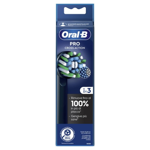 Oral-B Testine Di Ricambio Pro Cross Action Black, 3 Testine