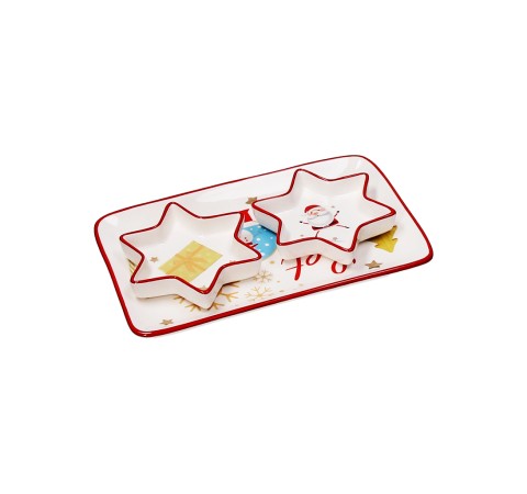 Tognana Porcellane Antipastaste Stelle 23x14 cm Natale Rosso