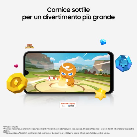 Samsung Galaxy A26 5G, Smartphone con Funzioni intelligenti, Display Super AMOLED 6.7”, 8GB RAM, 256GB, Batteria 5.000 mAh, memoria espandibile, Black