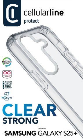 Cellularline Clear Strong - Galaxy S25+ Custodia rigida con bordi in gomma
